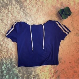 Blue Hooded Crop-Top